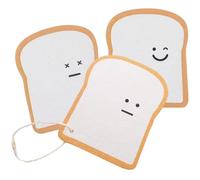 HONITANO Absorbent Cotton Cellulose Dish Cloth Set 3pcs with Toast Print, Small Size Multi-use Kitchen Sponges for Wok and Dish Cleaning, Reusable Household Cleaning Accessories