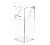 HONITANO Acrylic Makeup Brush Canister with Dustproof Flip Cover Transparent Cosmetics Storage Container for Vanity Organizer for Brushes and Makeup Accessories Includes White Pearl Bag