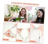 HONITANO Adorable Plush Cat Ears Headband Soft Hair Band Cosplay Party Accessory for Women Comfortable Pink White Animal Ear Hoop