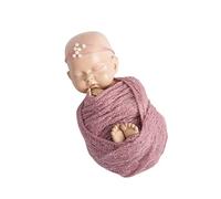 HONITANO Baby Wrap Photo Props Mohair Swaddle and Headdress Set for Newborn Infant Photography Soft Purple Baby Wrapped Cloth