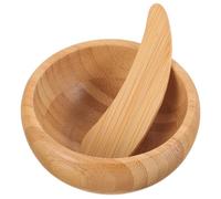 HONITANO Bamboo Facial Mask Mixing Bowl Set with Spoon Handcrafted Skincare Tool Diy Beauty Mask Bowl for Women Bamboo Material for Home Spa Use