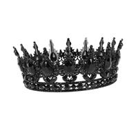 HONITANO Baroque Black Queen Crown Wedding Headband Gothic Bridal Tiara for Women Vintage Crystal Rhinestone Vampire Costume Accessory for Halloween Birthday and Festival