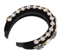 HONITANO Baroque Style Headband with Blue Rhinestone Flower, Diamond Decor Hairband for Girls, Palace Elegant Hair Accessory for Home Use and Party