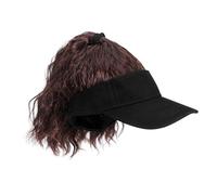 HONITANO Baseball Cap Wig Ponytail Wigs for Women with Ponytail Baseball Cap with Hair Extensions Dark Brown High Temperature Wire