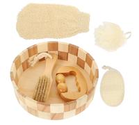 HONITANO Bath Ball Scrubber and Foot File 5pcs Body Cleaning Tool Set Exfoliating Skin Care Accessories for Shower and Bath