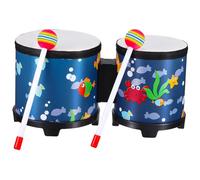 HONITANO Bongo Drum Hand Percussion Wooden Rhythm Instrument with Underwater World Print Musical Instrument for Adults Beginner Percussion Drum