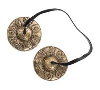 HONITANO Brass Tingsha Bells for Yoga Meditation and Mindfulness Practice - 1 Pair Tibetan Cymbals with Resonant Sound Intricate Designs for Yoga Classes and Celebratory Events