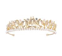 HONITANO Bridal Headdress Alloy Pearl Leaf Crown with Rhinestones Elegant Hair Accessories for Weddings Parties Special Occasions Dazzling Design with Durable Finish