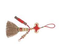 HONITANO Broom Pendant Crib Hanging Decor Feng Shui Coins Knot for Newborn Nursery Bedside Protection Charm