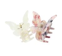 HONITANO Butterfly Hair Claw Clips Set 2 Pieces White Vintage Floral Design Jaw Clips Hair Accessories for Women Styling
