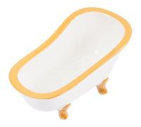 HONITANO Ceramic Hamster Hideout Bathtub Shape with Anti-skid Bottom Design White Small Pet Sand Box and Toilet for Rats and Small Animals