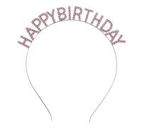 HONITANO Chic Headband Happy Birthday Letter Rhinestone Decor for Birthday Party