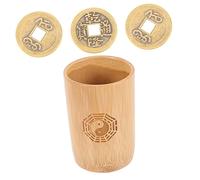 HONITANO Chinese Style Divination Game with Bamboo Pot and Polished Copper Coins Vintage Feng Shui Fortune Telling Bucket Tool for Learning Temple Use and Interactive Family Fun