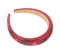 HONITANO Christmas Rhinestone Headband Wide Padded Baroque Crystal Hair Hoop High Cranial Festive Hair Accessory for Women Holiday Party Jewelry