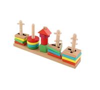 HONITANO Colorful Wooden Geometrical Shape Learning for Montessori Educational Building Blocks with Smooth Rounded Edges Cognitive Plaything for Early Development and Interaction