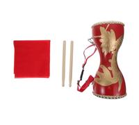 HONITANO Cowhide Waist Drum with Strap Traditional Chinese Percussion Instrument for Adults Handheld Performance Prop with Rivet Design and Accents