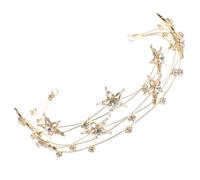 HONITANO Crystal Star Headband Alloy Hair Hoop Multi-layer Pentagram Design Gold Fashion Hair Band for Brides Wedding Party Accessories
