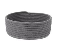 HONITANO Deep Grey Large Woven Cotton Rope Storage Basket for Home Tabletop Sundries Organizer Practical Round Container for Bedroom Office Study for Desk Dining Table Tv Cabinet Storage