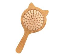 HONITANO Detangling Hair Brush and Scalp Massage Comb Mini Cat Shape Bamboo Hair Comb for Women with Cushion Pad and Knot Removal
