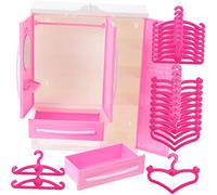 HONITANO Doll Closet Wardrobe with Miniature Hangers Including Straight and Heart Shaped Hangers for Doll Clothes Storage Tiny House Decorative Furniture for Miniature Bedroom Display