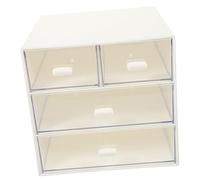 HONITANO Drawer Desktop Organizer Box with 4 Compartments, White Multi-purpose Cosmetic and Coffee Capsule Storage Case for Office and Home Use