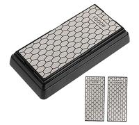 HONITANO Dual Sided Diamond Sharpener with Non Slip Base Grit Household Tool Sharpener for Kitchen Cutlery Scissors Efficient Coarse and Extra Fine Sharpening