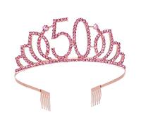 HONITANO Elegant Rose Gold Birthday Crown Headband for Women Stunning Cake Decoration Delicate Headdress for Celebrating Birthday Unique Hair Accessories for Ladies