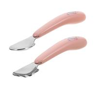 HONITANO Ergonomic Spoon and Fork Set with Creative Fun Patterns Self Feeding Friendly Cutlery for Boy Girl and Lunch Box Utensils for Learning Independence and Motor Skills Pink Design