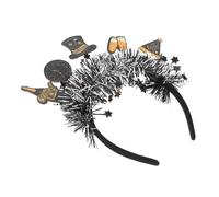 HONITANO Festive Clock Hat Headband Year Eve Hair Accessory Tinsel Party Headwear Comfortable All-day Wear Holiday Celebration Supplies