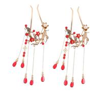 HONITANO Fish Leap Chinese Style Hairpin with Fade Resistant Tassels Vintage Hanfu Hair Accessories for Women Brides Traditional Red Hair Stick for Wedding and Cultural Elegance