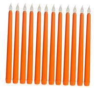 HONITANO Flameless Battery Operated LED Taper Candles Made of Sturdy Pp Material 12pcs with Long-Lasting Orange Light for Bars and Desk Decoration