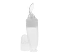 HONITANO Food Feeder Bottle with Silicone Squeeze Spoon and Cover Lid White Gender Neutral Cereal Dispensing Cup for Disabled Pregnant and Maternity Use Easy to Clean and Safe