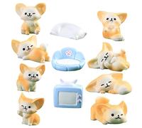 HONITANO Garden Fox Ornament Resin Landscape Animal Mini Fox Statue Micro Landscape Decoration Outdoor Animal Statue for Succulent Pot