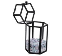 HONITANO Glass Hexagonal Makeup Brush Storage Bucket for Eyeliner Organiser Cosmetic Brush Holder Lid for Desktop Makeup Storage