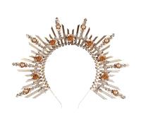 HONITANO Goddess Crown Headband Lolita Crown Hairpiece Gold Ring Headband for Women and Girls Cosplay Party Accessories