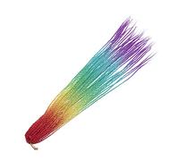 HONITANO Gradient Synthetic Hair Braid Ponytail Extension, Long Multi-color Hairpiece for Women, Rose Red Yellow Green Blue Purple, for Party and Daily Wear