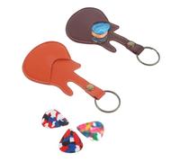 HONITANO Guitar Pick Case with Solid Wood Picks PU Storage Bag Classic Colors for Acoustic and Electric Guitar Bass Players Portable Holder Go Fingerpicking Techniques Random Color