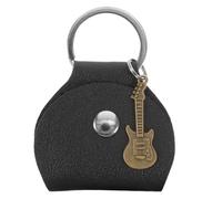 HONITANO Guitar Picks Holder Keychain Black Pu Storage Bag and Antique Copper Wrench Accessory Portable Pick Organizer for Musicians and Boys and Girls