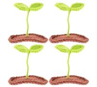 HONITANO Handmade Bean Sprout Hair Clips 4 Pcs Light Green Woolen Yarn Decorative Hair Accessories for Girls with Cute Unique Plant Design, for Theme Party Or Stage Performance
