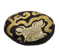 HONITANO Handmade Black Gold Singing Bowl Holder with Traditional Buddhist Patterns Sound Bowl Mat Cushion for Temple Ornament Meditation and Relaxation Decor Wooden Fish Pad