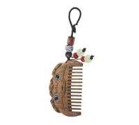 HONITANO Handmade Carved Sandalwood Pocket Comb with Bead Pendant Portable Vintage Wood Hairbrush for Women Compact Travel Essential with Smooth Teeth Chinese Style Ornament for Backpacks