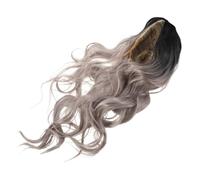 HONITANO Heat Resistant Long Wavy Gray Curly Wig for Women Black-grey Gradient Synthetic Hair Natural Look Reusable Cosplay Wig for Halloween Party and Daily Wear