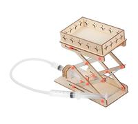 HONITANO Hydraulic Lifting Platform DIY Science Experiment Kit Wooden Lab Jack Machine Educational Engineering for Stem Learning and Scientific Invention