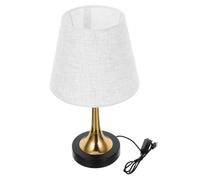 HONITANO LED Bedside Lamp with Fabric Shade Vintage American Style Table Light with USB Button Warm Eye Caring Illumination for Bedroom Study Office Dorm Compact Design