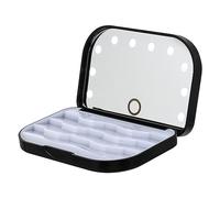 HONITANO Led Eyelash Storage Box Makeup Organiser Mirror Lash Tray Holder Portable Fake Lash Case