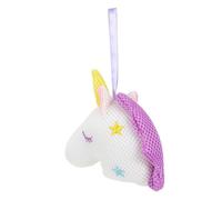 HONITANO Lovely Unicorn Bath Ball Exfoliating Shower Sponge Cartoon Design for Fun Bathing Experience for Family Travel White Color Safe Materials Hanging Rope for Easy Drying