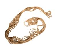 HONITANO Macrame Ukulele Wall Mount Hanger Brown Boho Guitar Holder with Sturdy Support for Acoustic Electric Instruments Nordic Style Music Decor