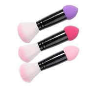 HONITANO Makeup Apply Fiber, Nylon with Aluminium and Handle Easy to 3pcs Dual-ended Blush Brush Set Cream Blush and Powder for Natural-looking Finish Touch-ups Travel and On-the-go