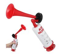 HONITANO Manual Air Horn Pump Handheld Loud Cheer Horn for Sports Games and Outdoor Events Durable Plastic Metal Construction Easy Hand Push Operation Vibrant Red Color for Football Fans