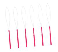 HONITANO Micro Hair Extension Loop Threader Hook Needle Crochet Tool 10pcs with Plastic Handle for Hair Extensions Bead Pulling in Rose Red for Professional Salon Use